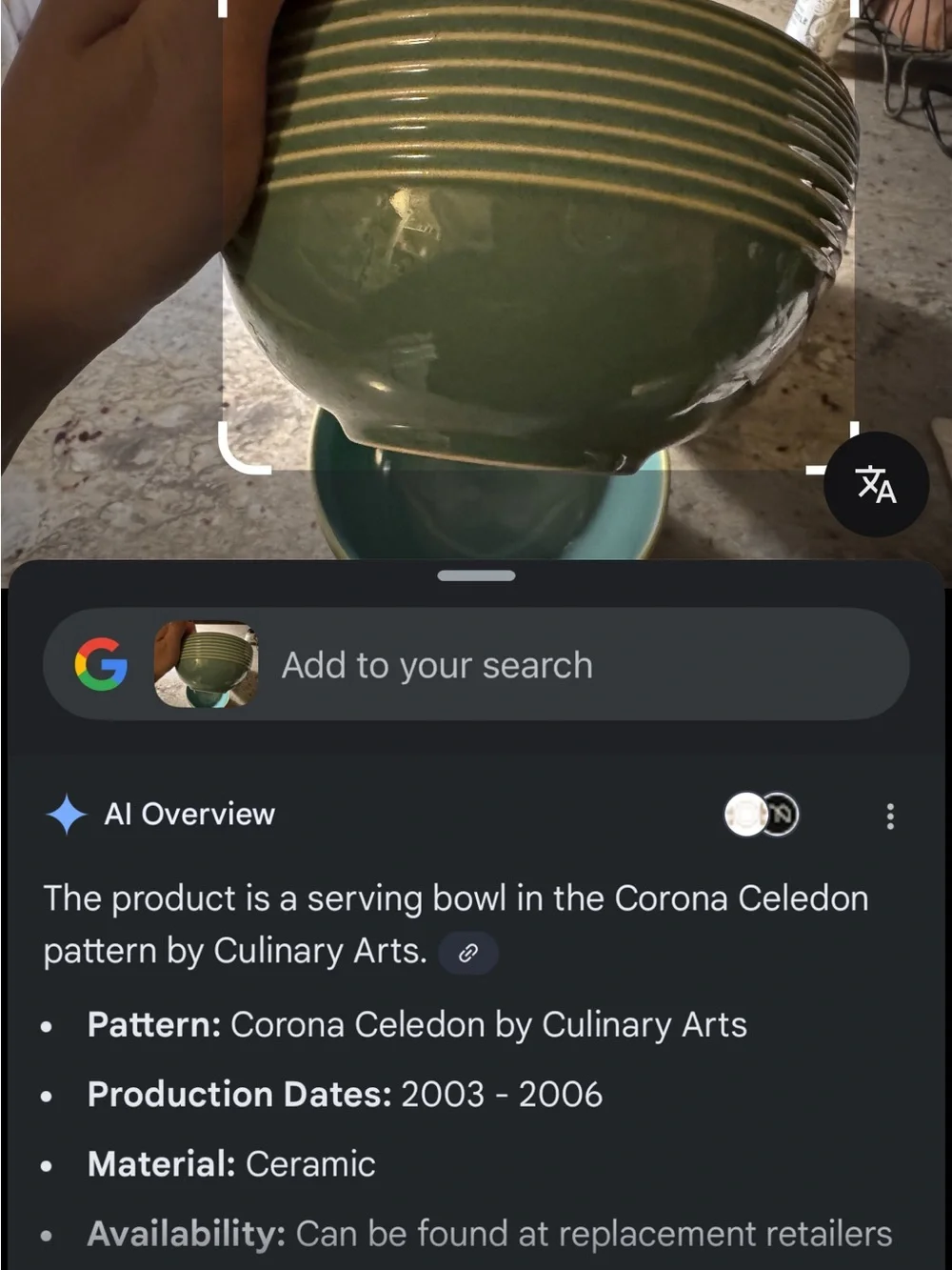Corona Celedon Ceramic Bowls in Teal Green